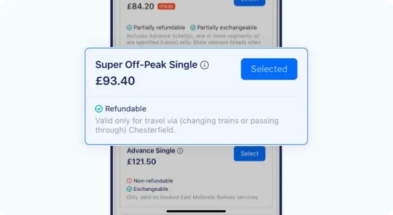 Signification du billet de train Super Off-Peak