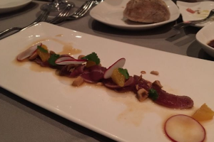 Duck with passion fruit and hazelnut