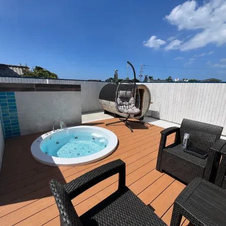 Newly built! Bleu de Itoshima Building 3: Itoshima sea breeze, BBQ, hot tub, sauna, up to 10 guests