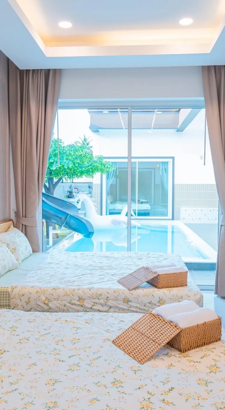 บ้านพักแบบ 3 ห้องนอน  1 ห้องนั่งเล่น 1 ห้องครัว