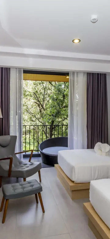 ห้องดีลักซ์เตียงแฝดพร้อมระเบีง