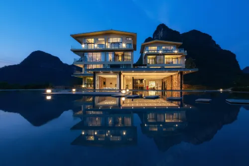 陽朔易畝田 Yimi fields retreat 向晩画境（遇竜河十里画廊） - インフィニティプール