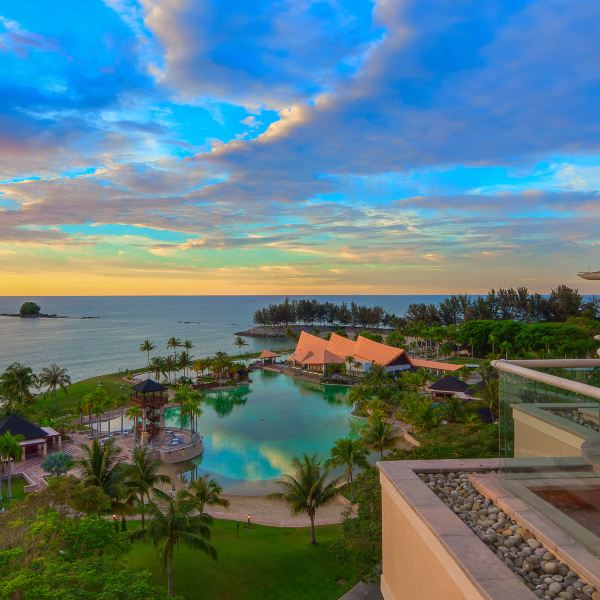 Coastal resort-style accommodation with pool and sea views in Brunei Darussalam
