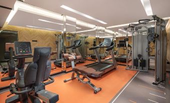 The gym is equipped with a variety of contemporary exercise equipment for guests to enjoy in a modern setting at Kaison Pusham Hotel