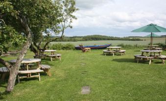 a grassy area with several picnic tables and benches , providing a pleasant outdoor setting for relaxation at Allanton Inn