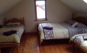 a room with three beds , one on the left , one in the middle , and one on the right at Tara House