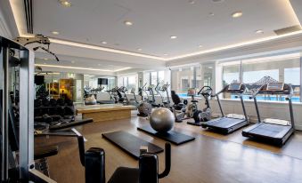 a well - equipped gym with various exercise equipment , including treadmills , stationary bikes , and weightlifting machines at Stamford Plaza Brisbane
