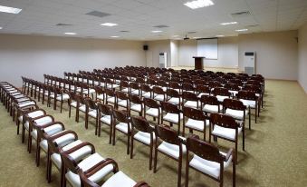 an empty conference room with rows of chairs arranged in front of a podium , ready for a meeting or presentation at Armonia Holiday Village & Spa