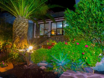 a well - maintained backyard with a small house surrounded by potted plants and trees , creating a serene and inviting atmosphere at Titi Titi Photo