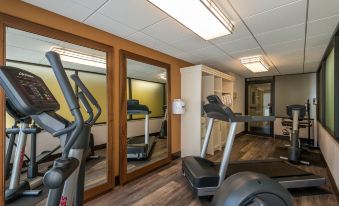 a well - equipped gym with various exercise equipment , including treadmills and stationary bikes , in a spacious room at Holiday Inn South Kingstown (Newport Area)