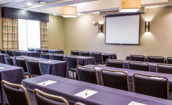 a conference room with rows of chairs arranged in a semicircle , and a projector mounted on the wall at Cambria Hotel Appleton
