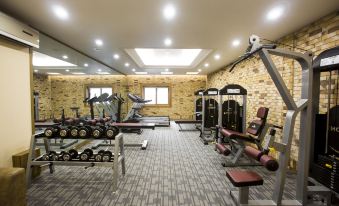 a well - equipped gym with various exercise equipment , including treadmills , weight machines , and benches for weight loss at Polaris Hotel