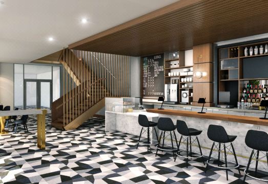 휴스턴 도심 스카이라인과 호텔 주변 전경