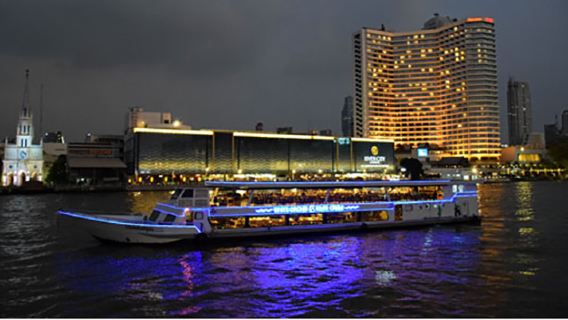 ล่องเรือยามค่ำคืนบนแม่น้ำเจ้าพระยาในกรุงเทพฯ ประเทศไทย | เลือกจากเรือสำราญสุดหรูหลากหลายแบบ | รวมบุฟเฟต์อาหารค่ำ + ที่นั่งบนดาดฟ้าเสริม