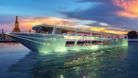 Bangkok Marilyn natcruise på Chao Phraya-floden Meridian [ICONSIAM]