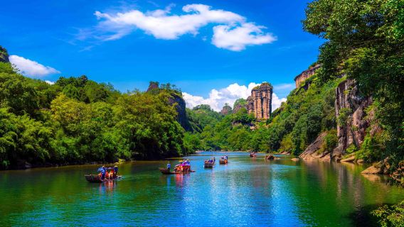 Wuyishan National Forest Park Bamboo Rafting on Jiuqu River World Cultural Heritage Optional Private Guide