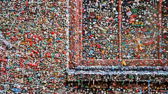 The Gum Wall at Unexpected Productions Improv